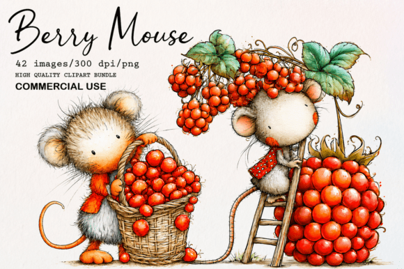 Download Cute Berry Mouse Watercolor PNG Clipart - Cute Collection