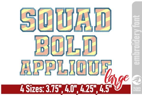 Download Squad Bold Applique Embroidery Font - L - Embroidery font Collection