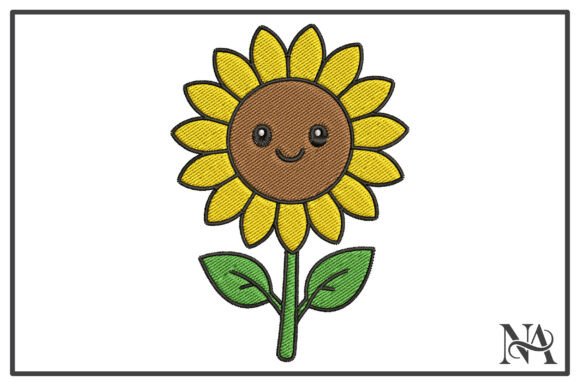 Download Cute Smiling Sunflower Embroidery Design - Cute Collection