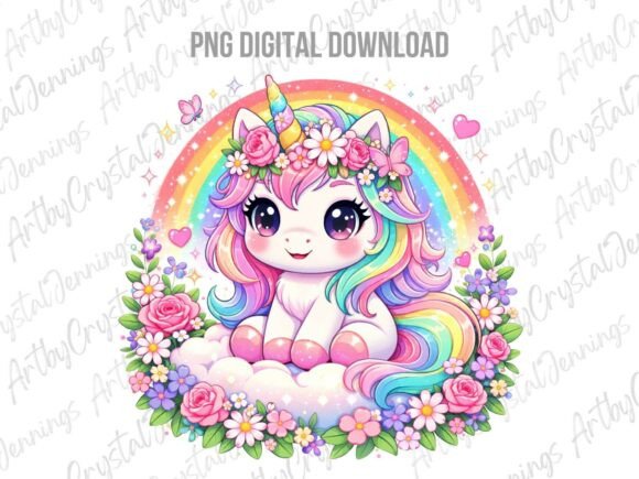 Download Cute Floral Rainbow Unicorn PNG - Cute Collection