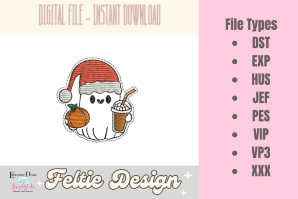 Download Christmas Cute Ghost ITH Feltie Design - Cute Collection