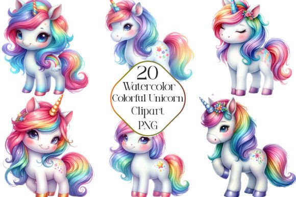 Download Watercolor Cute Colorful Unicorn Clipart - Cute Collection