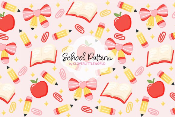 Download Cute Back to School Pencil Bow Pattern - Cute Collection