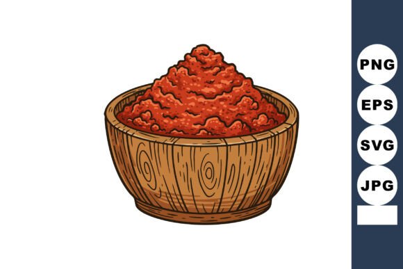 Download Red Chili Powder in Wooden Bowl Hand Dra - Wooden Collection